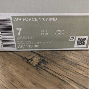 Air Force 1 07 Mid White Grey Beige AA1118 005