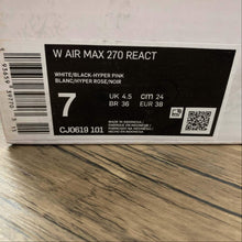 Cargar imagen en el visor de la galería, Air Max 270 React Black White Hyper Pink CJ0619-101
