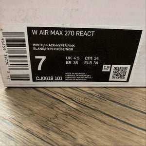 Air Max 270 React Black White Hyper Pink CJ0619-101
