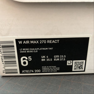 Air Max 270 React LT Beige Chalk Platinum Tint AT6174-200