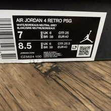 Cargar imagen en el visor de la galería, Air Jordan 4 Retro PSG White Bordeaux-Neutral Grey CZ5624-100
