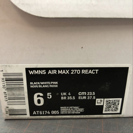 Air Max 270 React Black White Pink AT6174-005