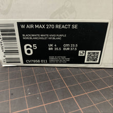 Cargar imagen en el visor de la galería, Air Max 270 React SE Black White-White-Vivid Purple CV7956-011
