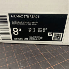 Cargar imagen en el visor de la galería, Air Max 270 React Black Blue Hero-Hyper Royal CT2203-001
