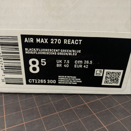 Air Max 270 React Black Fluorescent Green Blue CT1265-300