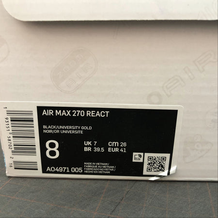 Air Max 270 React Black University Gold AO4971-005