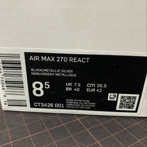 Air Max 270 React Black Metallic Silver CT3426-001
