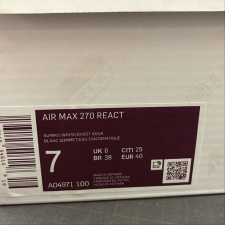 Air Max 270 React Summit White Ghost Aqua AO4971-100