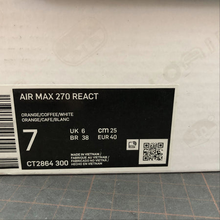 Air Max 270 React Orange Coffee White CT2864-300