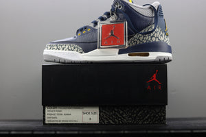 Air Jordan 3 Retro Michigan PE College Navy Amarillo 820064