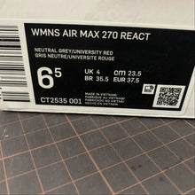 Cargar imagen en el visor de la galería, Air Max 270 React Neutral Grey University Red CT2535-001
