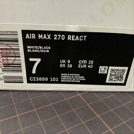 Air Max 270 React White Black CI3899-101