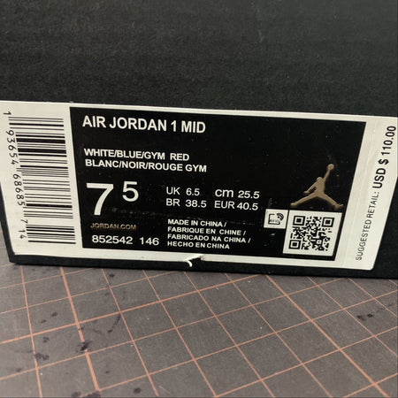 Air Jordan 1 Mid White Blue Gym Red 852542-146