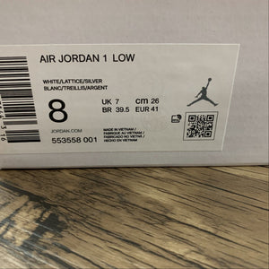 Air Jordan 1 Low White Lattice Silver 553558-001