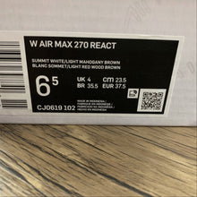 Cargar imagen en el visor de la galería, Air Max 270 React Summit White Light Mahogany Brown CJ0619-102
