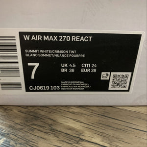 Air Max 270 React Summit White Crimson Tint CJ0619-103