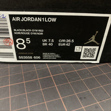 Cargar imagen en el visor de la galería, Air Jordan 1 Low Black Black-Gym Red 553558-606
