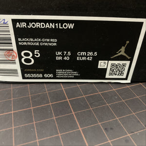 Air Jordan 1 Low Black Black-Gym Red 553558-606