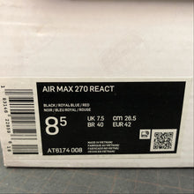 Cargar imagen en el visor de la galería, Air Max 270 React Black Royal Blue Red AT6174-008
