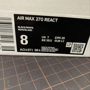 Air Max 270 React Black White AO4971-004