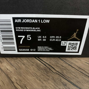 Air Jordan 1 Low “Bred Toe” Gym Red Black-White 553558-612