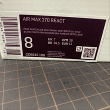 Cargar imagen en el visor de la galería, Air Max 270 React Peak White Huge Gray Smoky Grey Mtlc Gold CD6615-100

