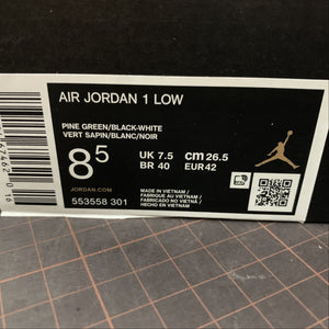 Air Jordan 1 Low Pine Green Black White 553558-301